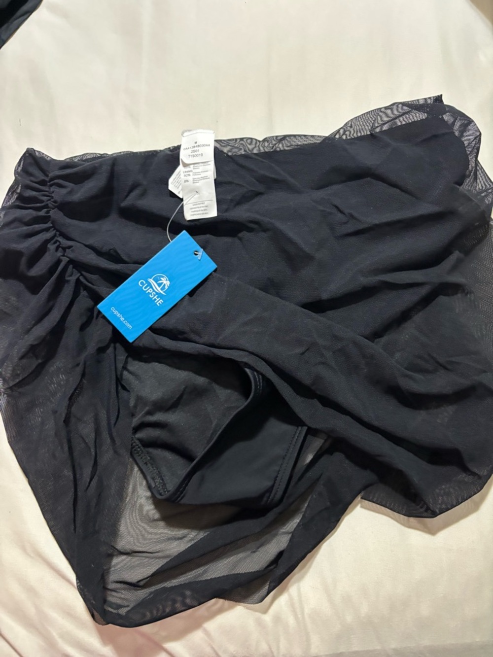 Cupshe Black Mesh Swim Bottoms Skirt
